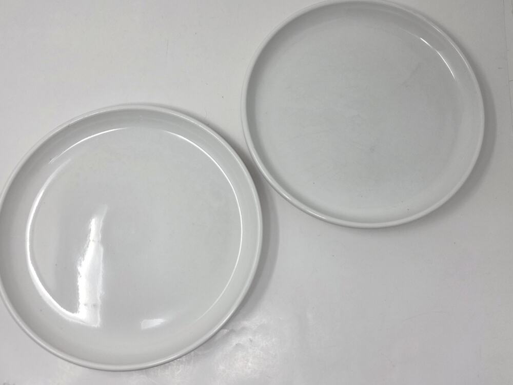 Crate and Barrel Cafeware II Dinner Plate White Porcelain 10 1/2" Set of 2